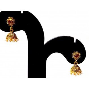 Golden Oxidized Earrings Ethnic Imitation Jewelry Drop Dangle Chandelier - EA58